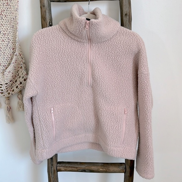 J Crew Womens Pullover Fleece Sherpa Polartec Half-zip Pink Size Small - Picture 5 of 13